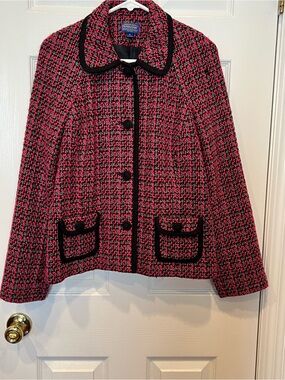Pendleton Pink & Black Tweed Bouclé Blazer